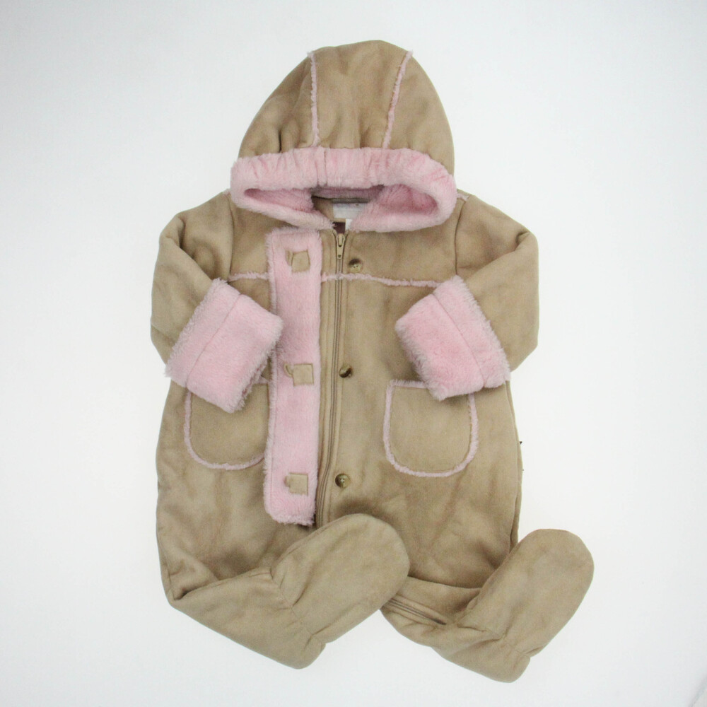 Baby Luxuries Girls Tan | Pink Bunting size: 12 Months